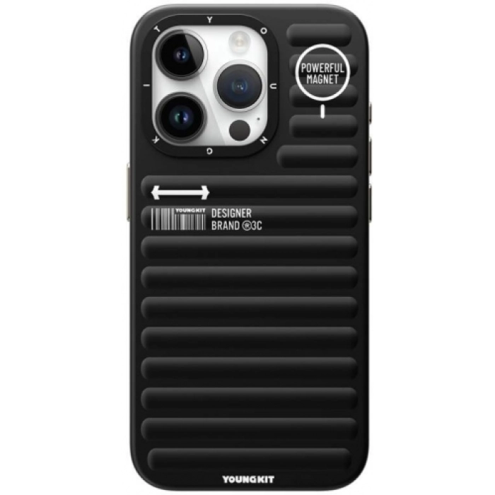 Apple iPhone 15 Pro Max Kılıf Mat Renkli Tasarım YoungKit Original Serisi Kapak - Siyah