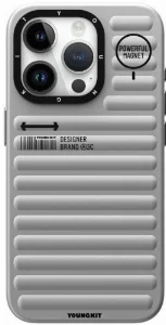 Apple iPhone 15 Pro Max Kılıf Mat Renkli Tasarım YoungKit Original Serisi Kapak - Gümüş