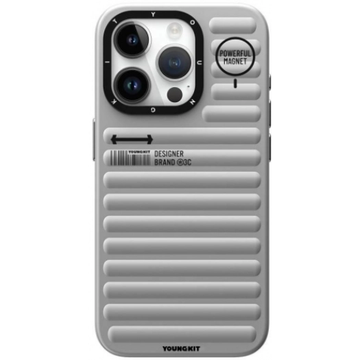 Apple iPhone 15 Pro Max Kılıf Mat Renkli Tasarım YoungKit Original Serisi Kapak - Gümüş