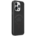 Apple iPhone 15 Pro Max Kılıf Wiwu LCC-107 Karbon Fiber Magsafe Şarj Özellikli Kamera Korumalı Kabon Kapak - Siyah