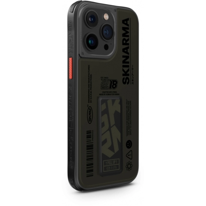 Apple iPhone 15 Pro Max Kılıf SkinArma Desenli Airbag Tasarımlı Standlı Spunk Kapak - Koyu Yeşil