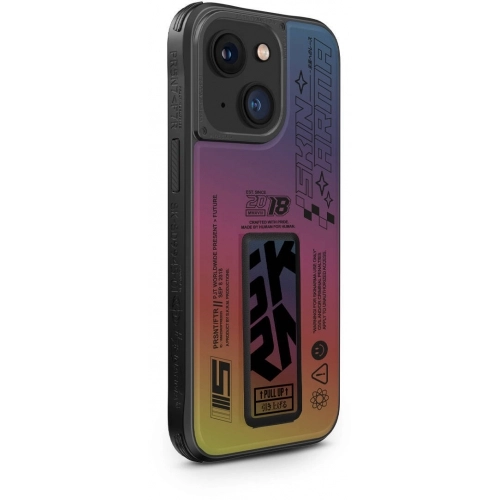 Apple iPhone 15 Kılıf SkinArma Holografik Tasarımlı Standlı Deri Görünümlü Kira Kobai Kapak - Colorful