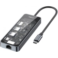 Recci RH17 Type-C to Type-C PD100W + USB3.0 + HDMI + Type-C + RJ45 Bağlantılı 6in1 Hub - Gri