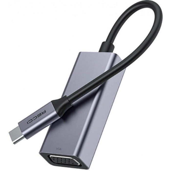 Recci RH12 VGA to Type-C Dönüştürücü Kablo - Gri
