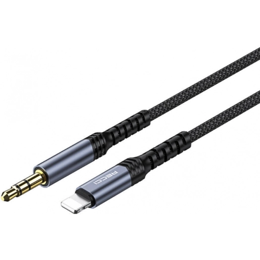 Recci RDS-A26 Lightning to 3.5mm AUX Audio Kablo - Gri
