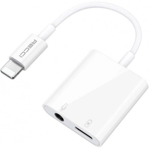 Recci RDS-A10 Lightning PD3.0 2in1 Şarj ve Ses Adaptörü - Beyaz