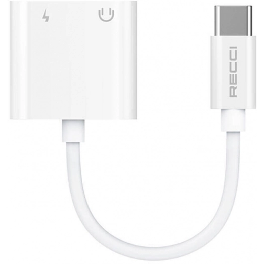 Recci RDS-A09 Type-C PD3.0 2in1 Şarj ve Ses Adaptörü - Beyaz