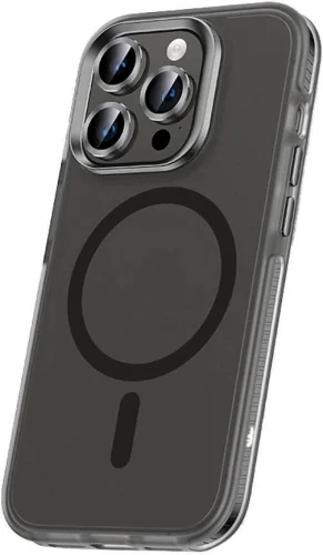 Apple iPhone 15 Pro Kılıf Airbagli Magsafe Wireless Şarj Özellikli Zore Klaptika Kapak - Siyah