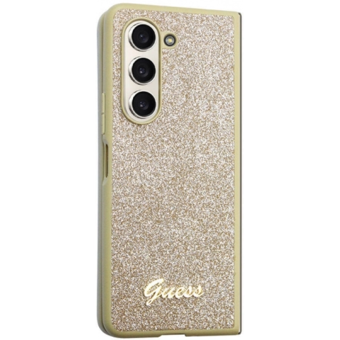 Galaxy Z Fold 5 Kılıf Guess Orjinal Lisanslı Yazı Logolu Glitter Script Kapak - Gold
