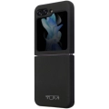 Galaxy Z Flip 5 Kılıf TUMI Liquid Silikon Metal Logo Dizayn Orjinal Lisanslı Kapak - Siyah