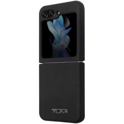 Galaxy Z Flip 5 Kılıf TUMI Liquid Silikon Metal Logo Dizayn Orjinal Lisanslı Kapak - Siyah