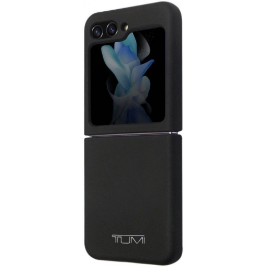 Galaxy Z Flip 5 Kılıf TUMI Liquid Silikon Metal Logo Dizayn Orjinal Lisanslı Kapak - Siyah