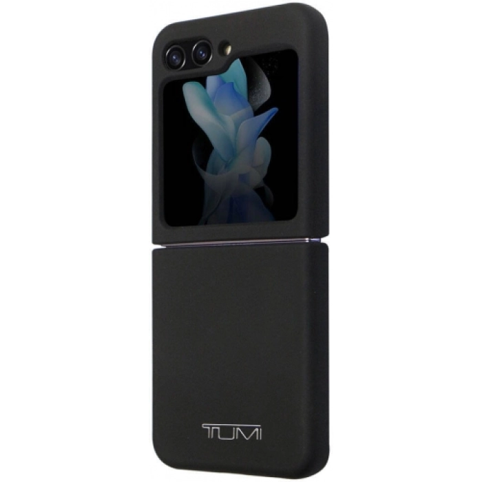 Galaxy Z Flip 5 Kılıf TUMI Liquid Silikon Metal Logo Dizayn Orjinal Lisanslı Kapak - Siyah