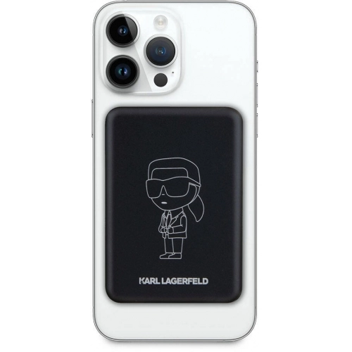 Karl Lagerfeld Led Işıklı Göstergeli Magsafe Magnetik Orjinal Lisanslı Powerbank 5000 Mah - Siyah