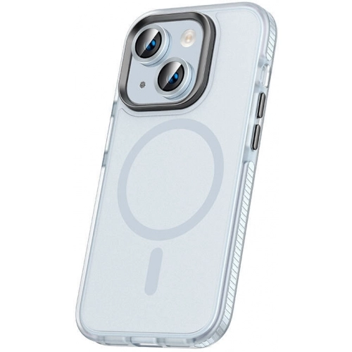 Apple iPhone 15 Kılıf Airbagli Magsafe Wireless Şarj Özellikli Zore Klaptika Kapak - Mavi Açık