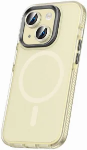 Apple iPhone 15 Kılıf Airbagli Magsafe Wireless Şarj Özellikli Zore Klaptika Kapak - Sarı