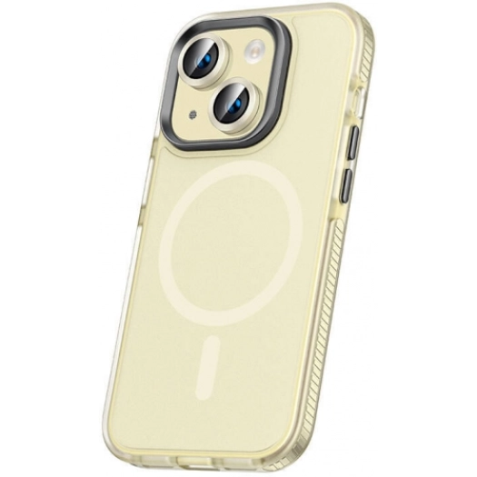 Apple iPhone 15 Kılıf Airbagli Magsafe Wireless Şarj Özellikli Zore Klaptika Kapak - Sarı