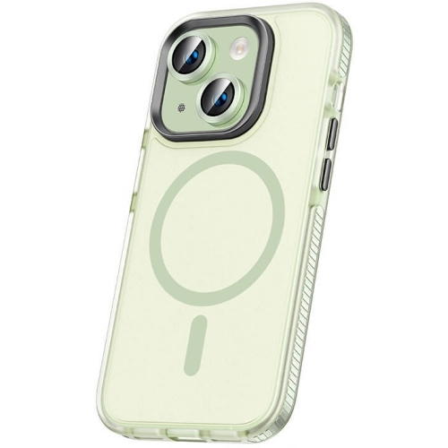 Apple iPhone 15 Kılıf Airbagli Magsafe Wireless Şarj Özellikli Zore Klaptika Kapak - Yeşil