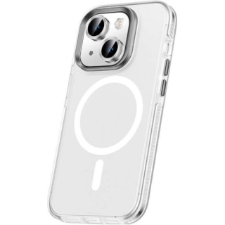 Apple iPhone 15 Plus Kılıf Airbagli Magsafe Wireless Şarj Özellikli Zore Klaptika Kapak - Şeffaf