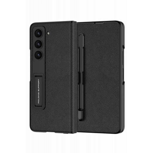 Galaxy Z Fold 5 Kılıf Zore Kalem Bölmeli Droga Kapak - Siyah