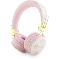 Guess Orjinal Lisanslı 4G Metal Logo PU Deri Ayarlanabilir Kulak Üstü Bluetooth Kulaklık - Pembe