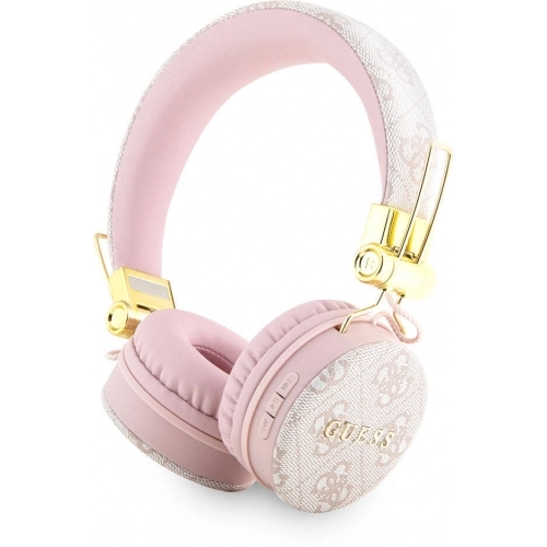 Guess Orjinal Lisanslı 4G Metal Logo PU Deri Ayarlanabilir Kulak Üstü Bluetooth Kulaklık - Pembe