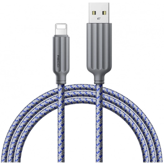 Recci RTC-N23L 2.4A Hızlı Şarj Özellikli Lightning to USB-A Kablo 1M - Gri