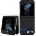 Galaxy Z Flip 5 Kılıf BMW Orjinal Lisanslı M Logolu PU Karbon Kapak - Siyah