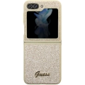 Galaxy Z Flip 5 Kılıf Guess Orjinal Lisanslı Yazı Logolu Glitter Script Kapak - Gold