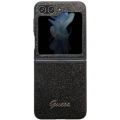 Galaxy Z Flip 5 Kılıf Guess Orjinal Lisanslı Yazı Logolu Glitter Script Kapak - Siyah