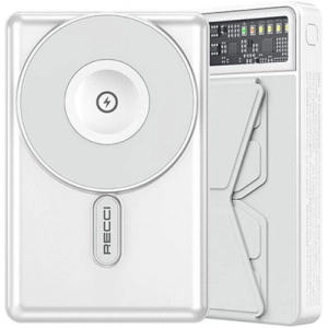 Recci RPB-W19 Standlı Magsafe Şarj Özellikli Powerbank 10.000mAh - Beyaz