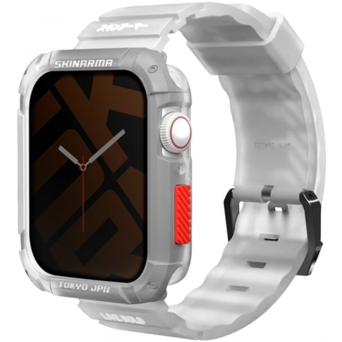 Apple Watch 44mm SkinArma Kurono Sert PC Kasa Koruyucu + Shokku Silikon Kordon - Beyaz