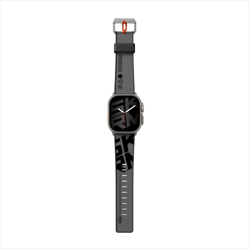 Apple Watch Ultra 49mm SkinArma Spunk Serisi PU Deri Kordon - Gri