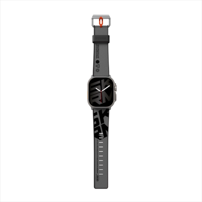 Apple Watch Ultra 49mm SkinArma Spunk Serisi PU Deri Kordon - Gri