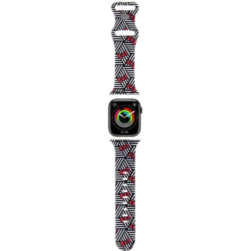 Apple Watch 41mm Hello Kitty Orjinal Lisanslı Fiyonklar & Çizgiler Silikon Kordon - Siyah