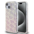 Apple iPhone 15 (6.1) Kılıf Hello Kitty Orjinal Lisanslı Renk Geçişli Elektroplating Kaplama Kitty Head Desenli Kapak - Pembe