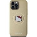 Apple iPhone 15 Pro Max (6.7) Kılıf Hello Kitty Orjinal Lisanslı Magsafe Şarj Özellikli Kitty Head Deri Kapak - Gold