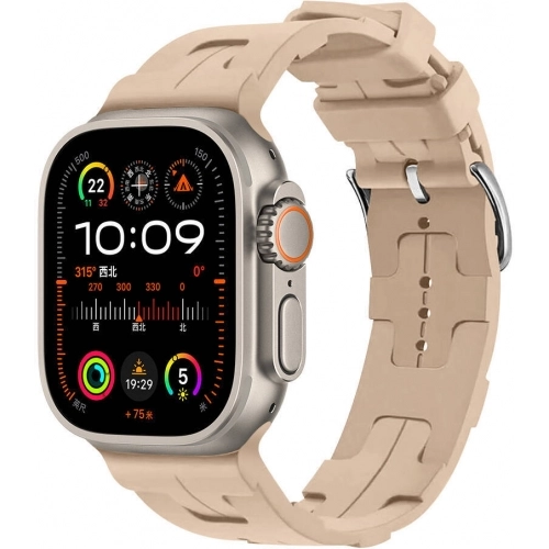 Apple Watch Ultra 49mm KRD-92 Silikon Kordon - Kahve Açık
