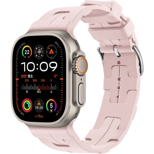 Apple Watch Ultra 49mm KRD-92 Silikon Kordon - Pembe Açık