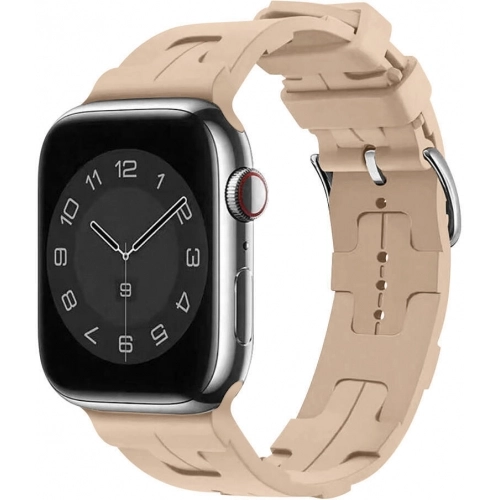 Apple Watch 7 45mm KRD-92 Silikon Kordon - Kahve Açık
