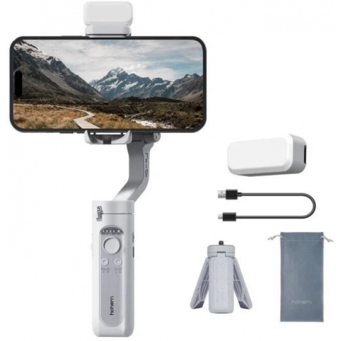 Hohem iSteady XE 3 Eksenli El Tipi Led Işıklandırma Aparatlı Gimbal Stabilizatör - Gri