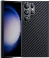 Samsung Galaxy S24 Ultra Kılıf Karbon Fiber Magsafe Şarj Özellikli Benks Hybrid ArmorPro 600D Kevlar Kapak - Siyah