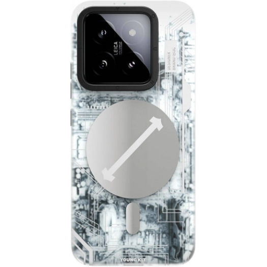 Xiaomi Mi 14 Kılıf Magsafe Şarj Özellikli YoungKit Technology Serisi Kapak - Beyaz