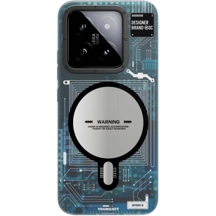 Xiaomi Mi 14 Kılıf Magsafe Şarj Özellikli YoungKit Technology Serisi Kapak - Mavi