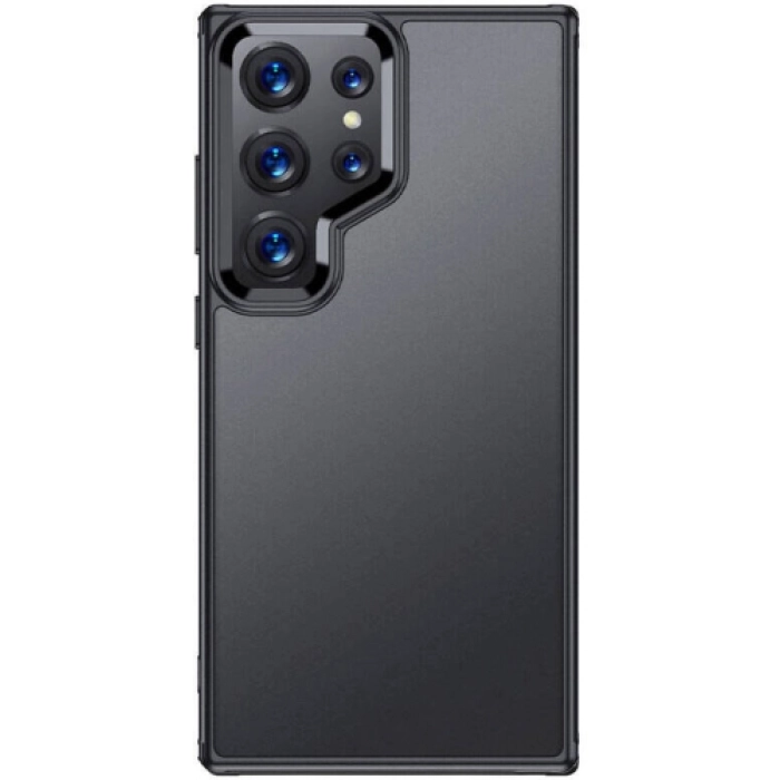 Samsung Galaxy S24 Ultra Kılıf Volks Serisi Kenarları Silikon Arkası Şeffaf Sert Kapak  - Siyah