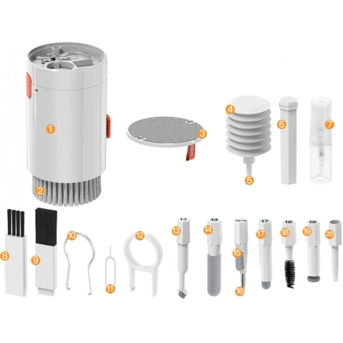 Zore Q20 20 in 1 Çok Fonksiyonlu Telefon Tablet Airpods Cihaz Temizleme Kiti - Beyaz