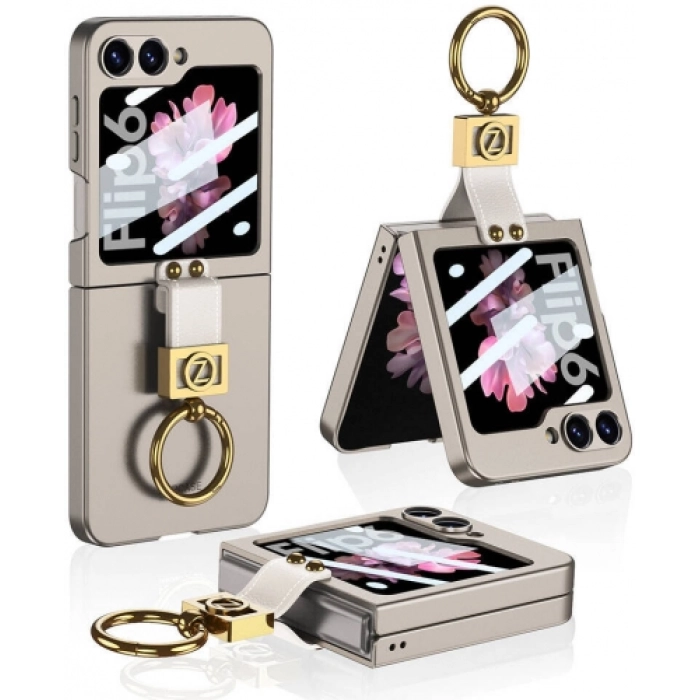 Galaxy Z Flip 6 Kılıf Zore Z Harfli Yüzüklü Kıpta Kapak - Titanyum-Gri