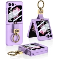 Galaxy Z Flip 6 Kılıf Zore Z Harfli Yüzüklü Kıpta Kapak - Lila