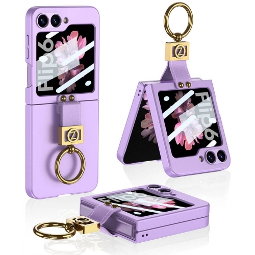 Galaxy Z Flip 6 Kılıf Zore Z Harfli Yüzüklü Kıpta Kapak - Lila