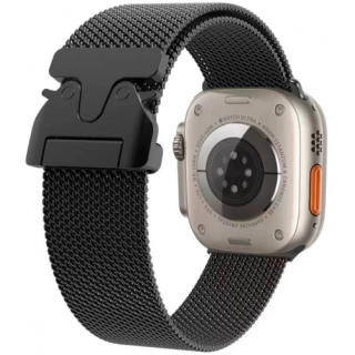 Apple Watch 10 46mm Zore KRD-25 Metal Hasır Kordon - Siyah